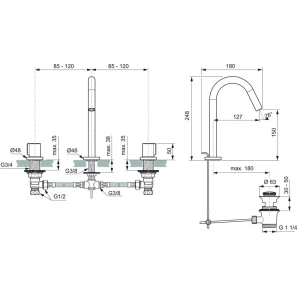 Изображение товара смеситель для раковины с донным клапаном ideal standard joy bc783a2