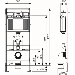 Изображение товара монтажный элемент для подвесного унитаза, высота 1120 мм tece tecebase 9400407