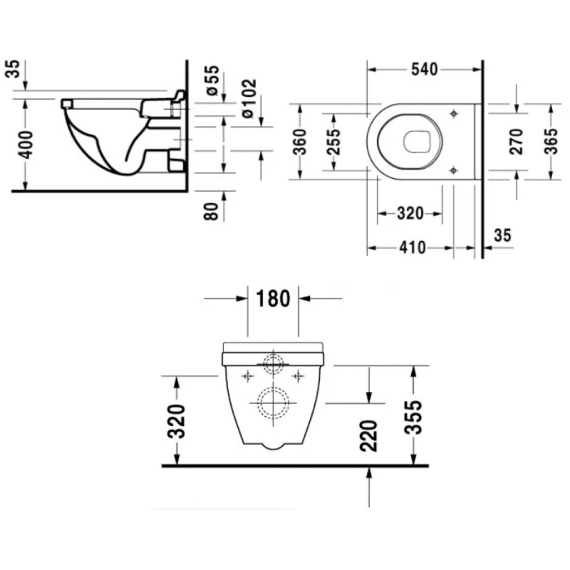 Комплект подвесной унитаз Duravit Starck 3 2200090000 + 0063810000 + система инсталляции Villeroy & Boch 92246100