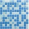 Стеклянная плитка мозаика MIX20 стекло бело-сине-голубой (сетка)(2,3*2,3*4) 32,7*32,7