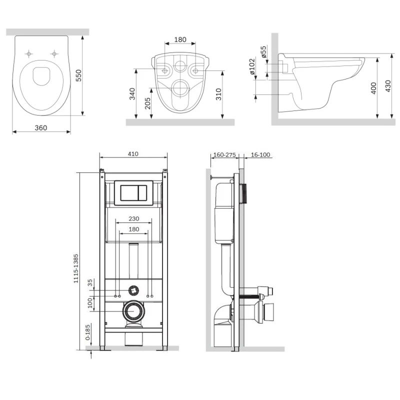 Комплект подвесной унитаз + система инсталляции AM.PM Sense IS301.741700