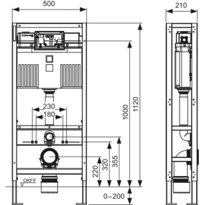 Изображение товара монтажный элемент для подвесного унитаза со смывным бачком uni, высота 1120 мм tece tececonstruct 9500393