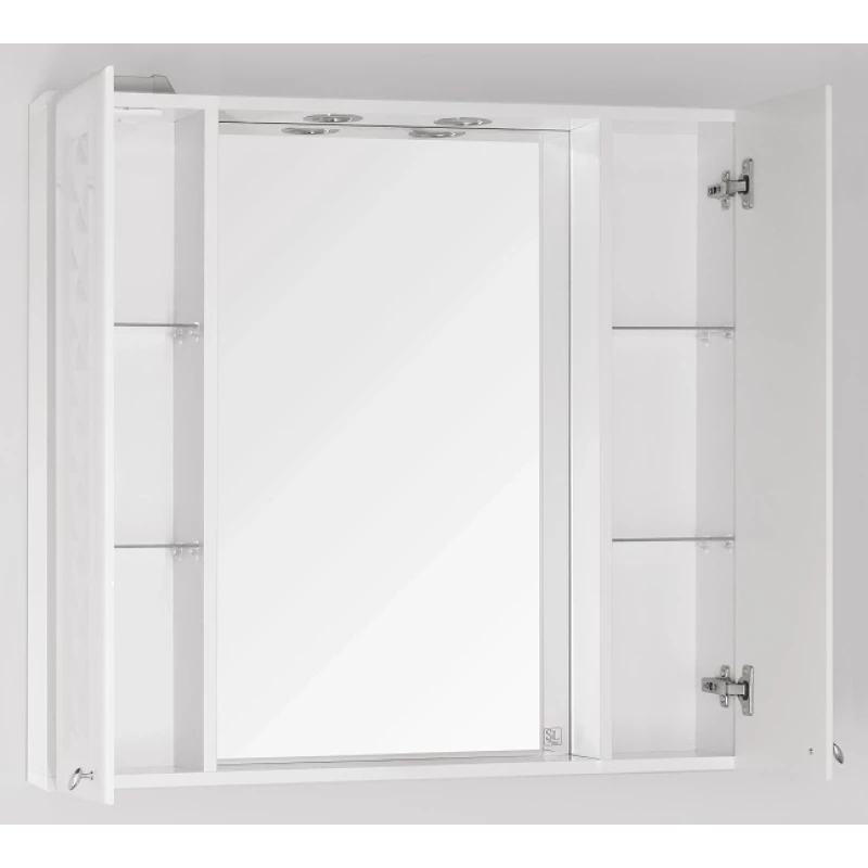Зеркальный шкаф 90x86 см белый глянец Style Line Канна ЛС-00000167