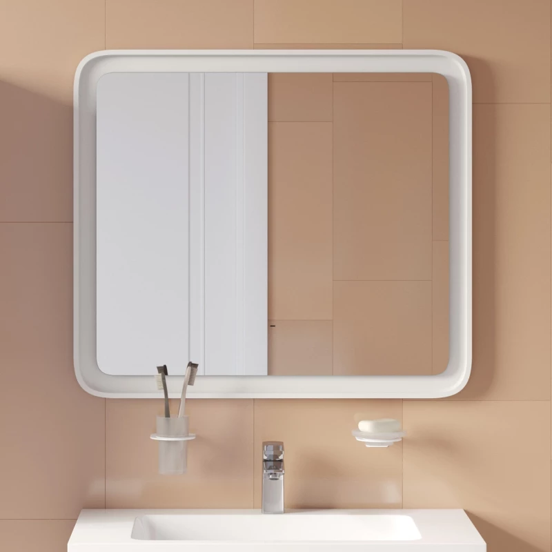 Зеркало 80x70 см белый матовый IDDIS Esper ESP8000i98