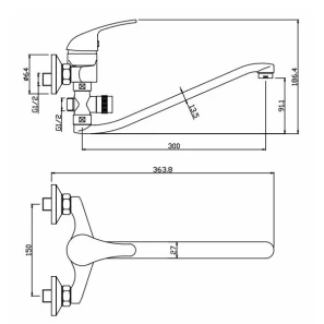 Изображение товара смеситель для ванны argo vector 40s35/d vector