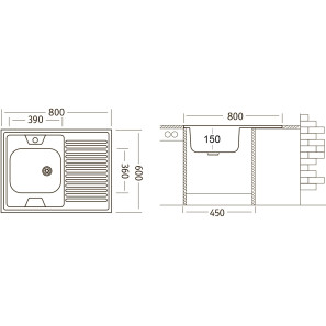 Изображение товара кухонная мойка матовая сталь ukinox стандарт std800.600 ---5c 0rs