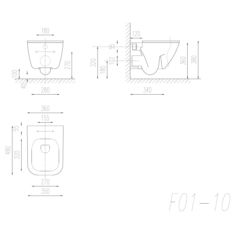 Подвесной безободковый унитаз с сиденьем микролифт Bond Oval F01-10