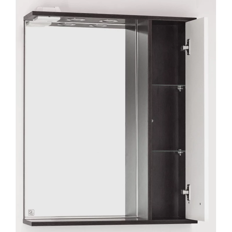 Зеркальный шкаф 65x83 см венге/белый глянец Style Line Панда Стиль ЛС-00000089