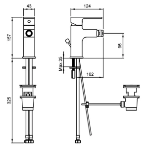 Изображение товара смеситель для биде с донным клапаном vitra q-line a40777exp