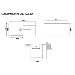 Изображение товара кухонная мойка арена longran enigma eng1000.500 - 47