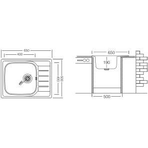 Изображение товара кухонная мойка декоративная сталь ukinox гранд grl650.500 -gt8k 1r