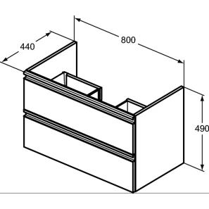 Изображение товара тумба белый матовый 80 см 2 ящика ideal standard tesi t0051ov