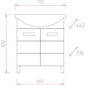 Изображение товара комплект мебели белый глянец 71,5 см onika балтика 107026 + 1wh207776 + 206701