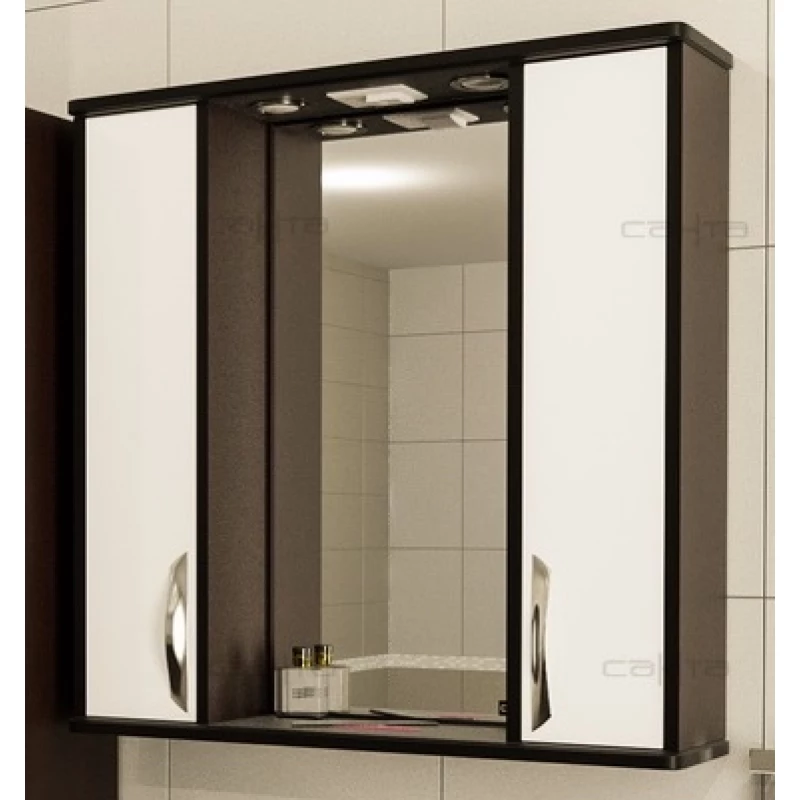 Зеркальный шкаф 81,2x76 см белый глянец/венге Санта Турин 103005