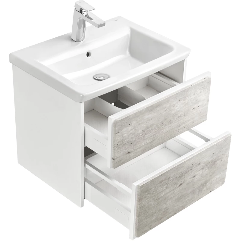 Комплект мебели бетон/белый матовый 60 см Roca Ronda ZRU9303002 + 327472000 + ZRU9303007
