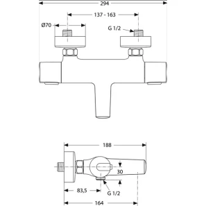 Изображение товара термостат для ванны ideal standard ceratherm 100 a4623aa