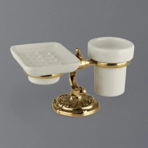 Изображение товара стакан и мыльница настольные античное золото art&max barocco am-1789-do-ant