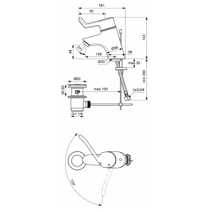 Изображение товара смеситель для раковины с донным клапаном ideal standard ceraplus b8218aa