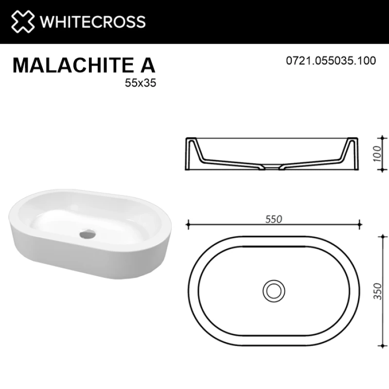 Раковина 55x35 см Whitecross Malachite A 0721.055035.100