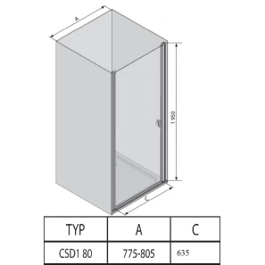 Изображение товара душевая дверь ravak chrome csd1 80 сатин transparent 0qv40u00z1 